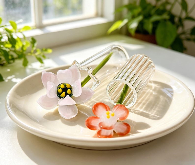 Miniatur-Glasstrauß mit Vase, handgefertigt