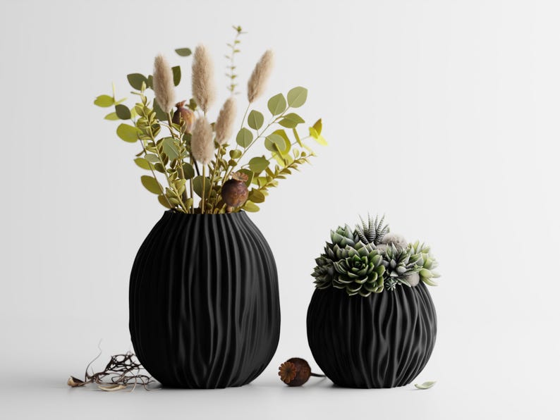 Moderne Designvase mit organischer Wellenstruktur, versiegelt mit PLA-Material, Größen S-XL.