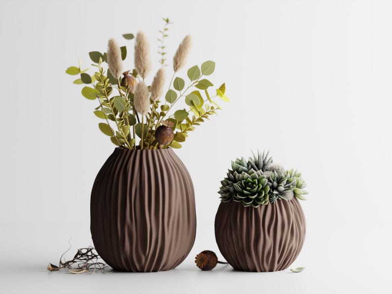 Moderne Designvase mit organischer Wellenstruktur, versiegelt mit PLA-Material, Größen S-XL.