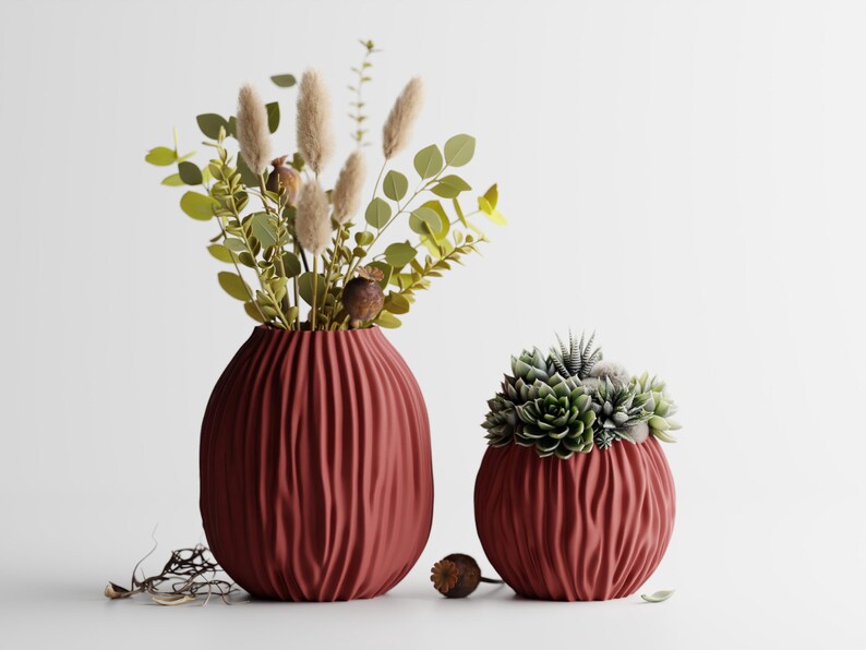 Moderne Designvase mit organischer Wellenstruktur, versiegelt mit PLA-Material, Größen S-XL.