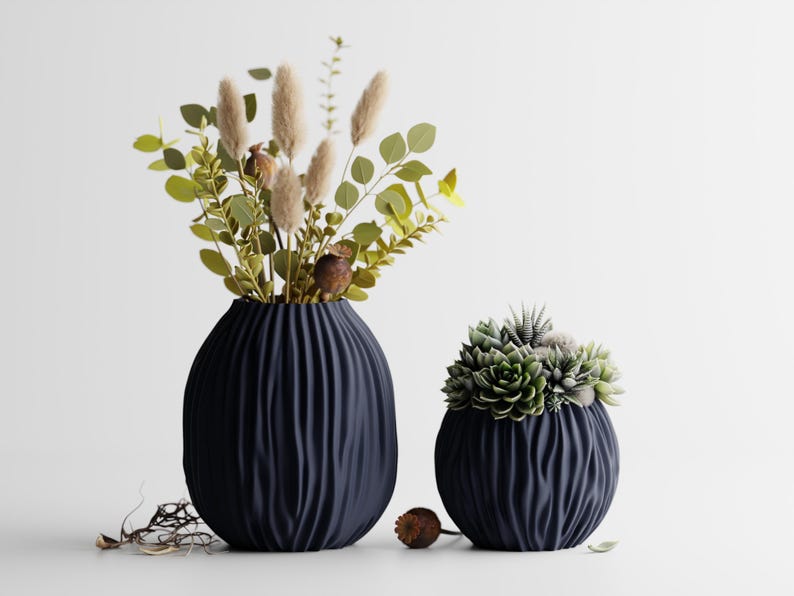 Moderne Designvase mit organischer Wellenstruktur, versiegelt mit PLA-Material, Größen S-XL.