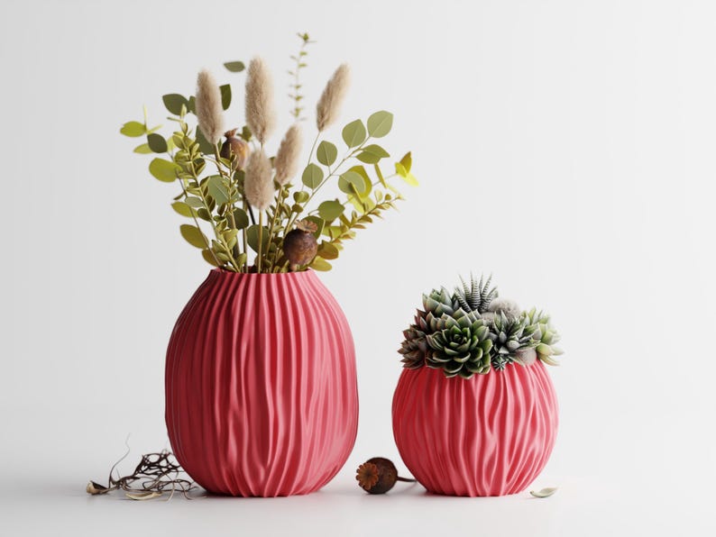 Moderne Designvase mit organischer Wellenstruktur, versiegelt mit PLA-Material, Größen S-XL.