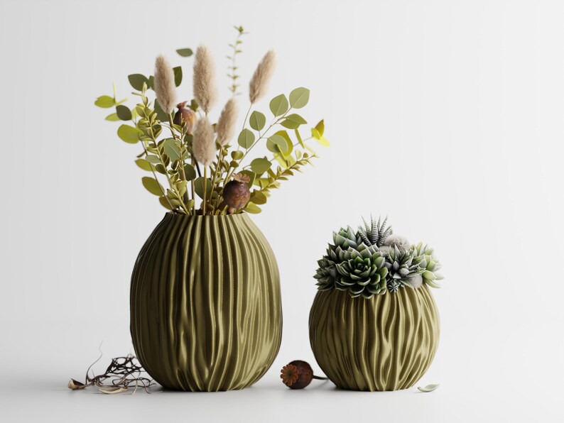 Moderne Designvase mit organischer Wellenstruktur, versiegelt mit PLA-Material, Größen S-XL.