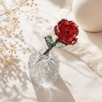 Glas Blumenvase mit Ewigblume, elegantes Blumendekor, Beileid Geschenk