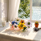 Glasblumenstrauß mit Vase, mundgeblasene Stiele, erhältlich in 3 Größen