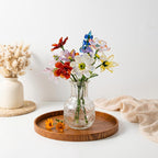 Glasblumenstrauß mit Vase, mundgeblasene Stiele, erhältlich in 3 Größen