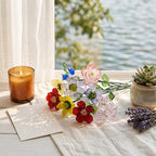 Glasblumenstrauß mit Vase, mundgeblasene Stiele, erhältlich in 3 Größen