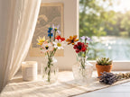 Glasblumenstrauß mit Vase, mundgeblasene Stiele, erhältlich in 3 Größen