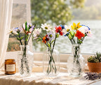Glasblumenstrauß mit Vase, mundgeblasene Stiele, erhältlich in 3 Größen