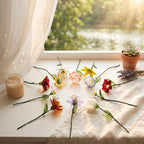 Glasblumenstrauß mit Vase, mundgeblasene Stiele, erhältlich in 3 Größen