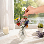 Glasblumenstrauß mit Vase, mundgeblasene Stiele, erhältlich in 3 Größen
