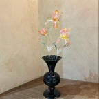 Handgeblasene Irisblume aus Glas, lila Glasskulptur, Wohndekoration, 20-23 cm