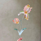 Handgeblasene Irisblume aus Glas, lila Glasskulptur, Wohndekoration, 20-23 cm