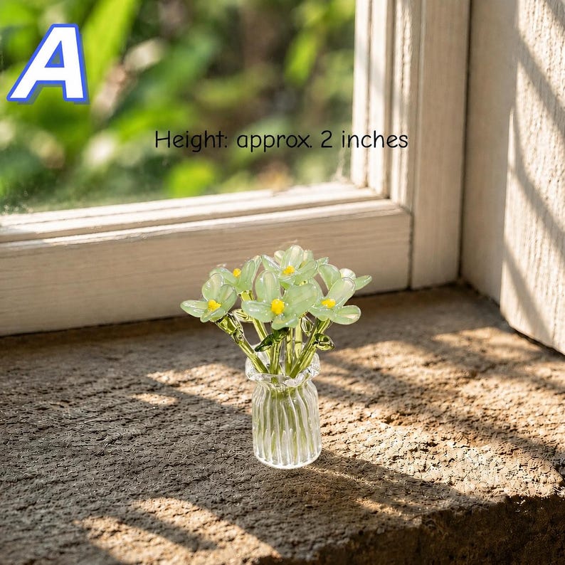 Mundgeblasene Glasblume Mini Skulptur, Auswahl Blüte, Wohnkultur Geschenk