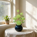 Blaue Glas Lotus Blumendekoration mit Vase, 20 cm Höhe, handgefertigte Kristall Lotus Skulptur für Wohnkultur