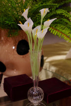 Glas-Calla-Lilien-Dekoration, elegante Glas-Lilien-Skulptur, florales Tischgesteck