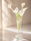 Glas-Calla-Lilien-Dekoration, elegante Glas-Lilien-Skulptur, florales Tischgesteck