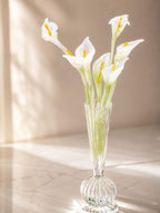 Glas-Calla-Lilien-Dekoration, elegante Glas-Lilien-Skulptur, florales Tischgesteck