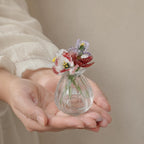 Mini Glasblumen Display für Schreibtisch, Fensterbank und Regal Dekor