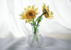 Handgefertigter Glas Sonnenblumenstrauß, Mundgeblasenes Kunstglas Blumenarrangement, Minimalistischer Tischschmuck