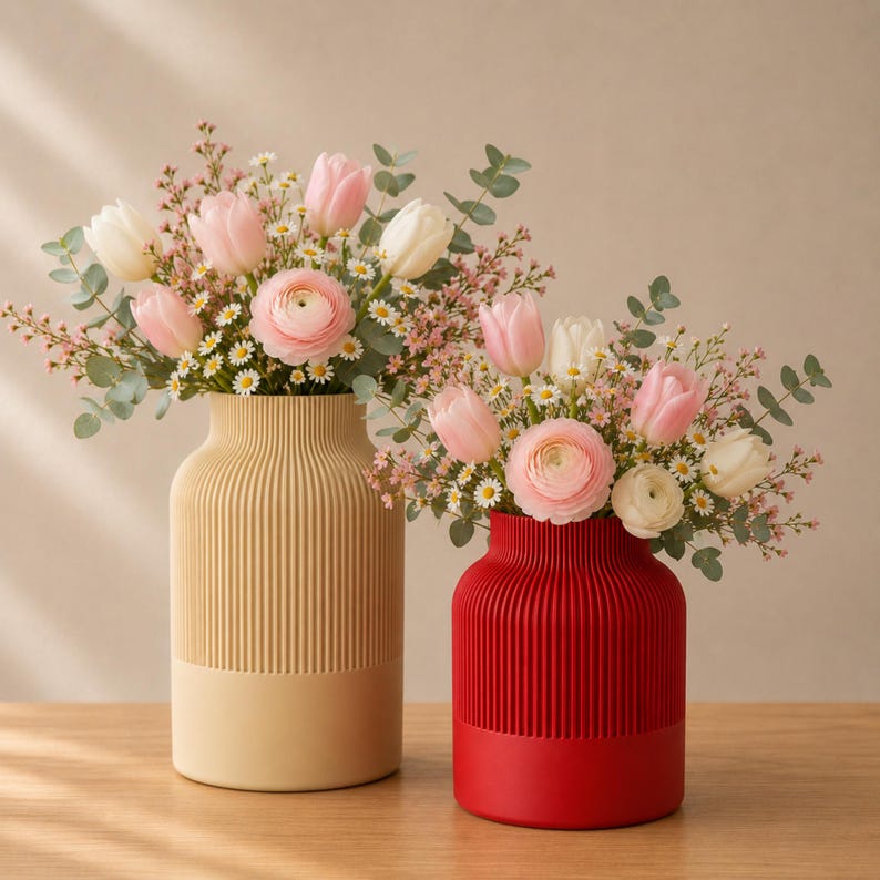 Moderne 3D-gedruckte Vase – matte Oberfläche, 16 cm/22 cm