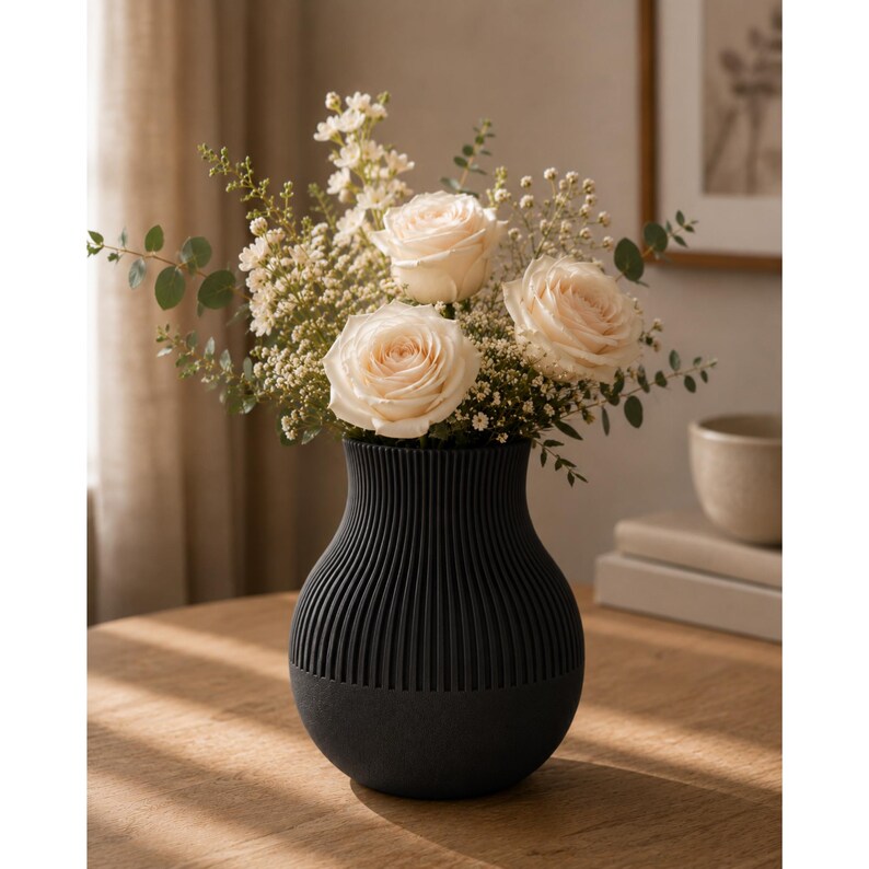 Moderne 3D-gedruckte Vase | Matte Oberfläche | 17,6 cm