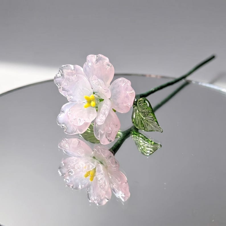 Rosa Glasnelke Kunstglasfigur 20 cm Schreibtischdekoration