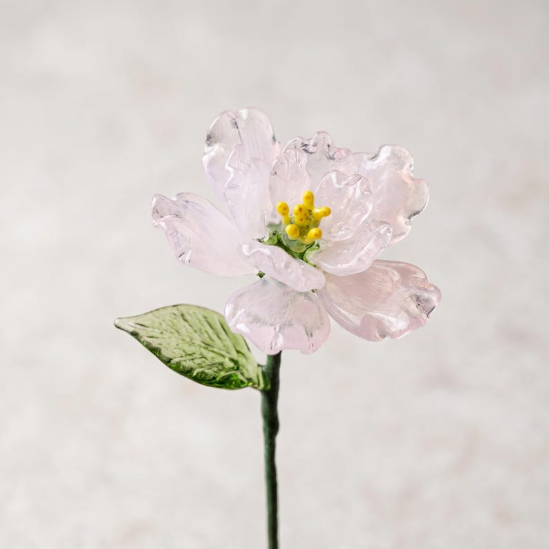 Glas Nelke Blume rosa 20 cm | Schreibtisch Deko Figur | Kunstglas