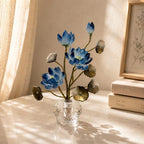 Kristall Lotus Blumenfigur, Romantisches Glas Blumendekor, Eleganter Wohnakzent, 14 cm Höhe