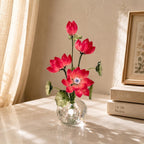 Kristall Lotus Blumenfigur, Romantisches Glas Blumendekor, Eleganter Wohnakzent, 14 cm Höhe