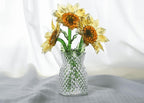 Handgefertigter Glas Sonnenblumenstrauß, Mundgeblasenes Kunstglas Blumenarrangement, Minimalistischer Tischschmuck
