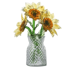 Handgefertigter Glas Sonnenblumenstrauß, Mundgeblasenes Kunstglas Blumenarrangement, Minimalistischer Tischschmuck