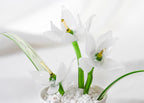 Glasblumentopf-Set, Miniatur künstliche Pflanze, Schreibtischdekoration, Weiß