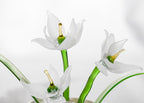 Glasblumentopf-Set, Miniatur künstliche Pflanze, Schreibtischdekoration, Weiß
