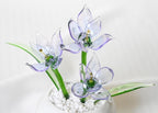 Glasblumentopf-Set, Miniatur künstliche Pflanze, Schreibtischdekoration, Weiß