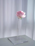 Rosa Glasrose in Vase, handgefertigter Glasblumenstrauß, Mini-Blumenfigur, Schreibtischdekoration