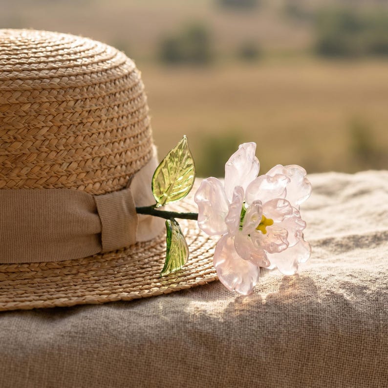 Rosa Glasnelke Kunstglasfigur 20 cm Schreibtischdekoration