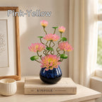 Blaue Glas Lotus Blumendekoration mit Vase, 20 cm Höhe, handgefertigte Kristall Lotus Skulptur für Wohnkultur