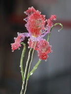Irisblume aus Glas, lila Glasskulptur, florale Wohndekoration, 20-23 cm