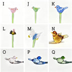Mundgeblasene Glasblumen mit kleinen Vögeln, Glasvögel