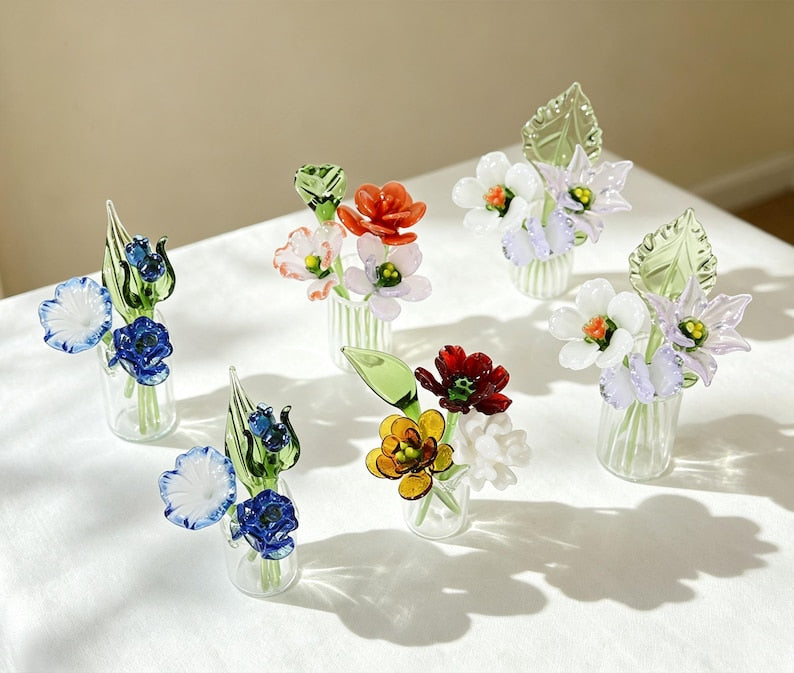 Mini-Glasstrauß mit Vase, Wohndekoration