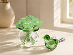 Handgefertigter Glasblumenstrauß mit Glasvogelfigur, Miniatur-Glaskunst, durchscheinend, 1,8 x 1,8 Zoll