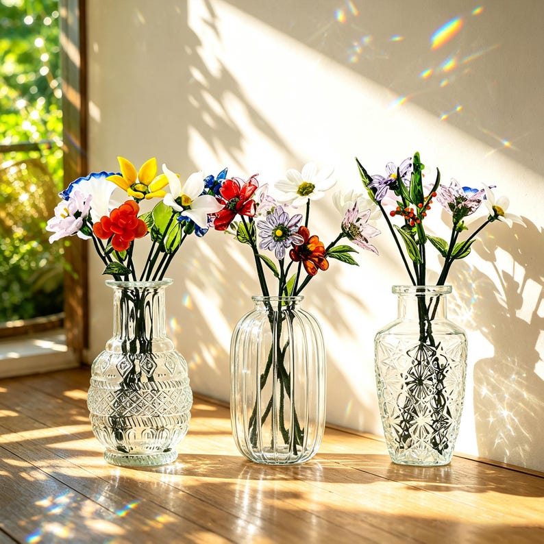 Buntglas-Blumensträuße – Handgefertigte Sträuße, Tischdekorationen und Geschenke