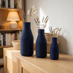 Minimal Vase mit feinen Rillen – Schlanke Flaschenform, Mattes Finish, 3D Druck, Höhen 11–25 cm