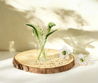 Mundgeblasener Glasblumenstrauß mit Mini-Vase - Handgefertigte Schreibtischdekoration
