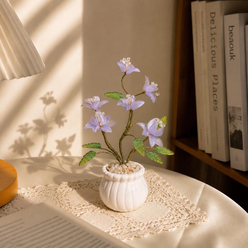 Handgefertigte Orchidee aus Glas, Geburtsmonats-Blumengeschenk, 15-21 cm Höhe, Dekoration für Zuhause