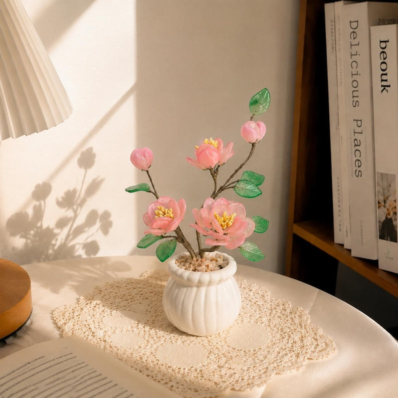 Handgefertigte Orchidee aus Glas, Geburtsmonats-Blumengeschenk, 15-21 cm Höhe, Dekoration für Zuhause