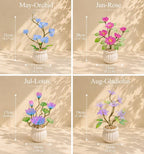 Glas-Glyzinien-Arrangement, handgefertigte immergrüne Blumen, lila, Geburtstagsgeschenk