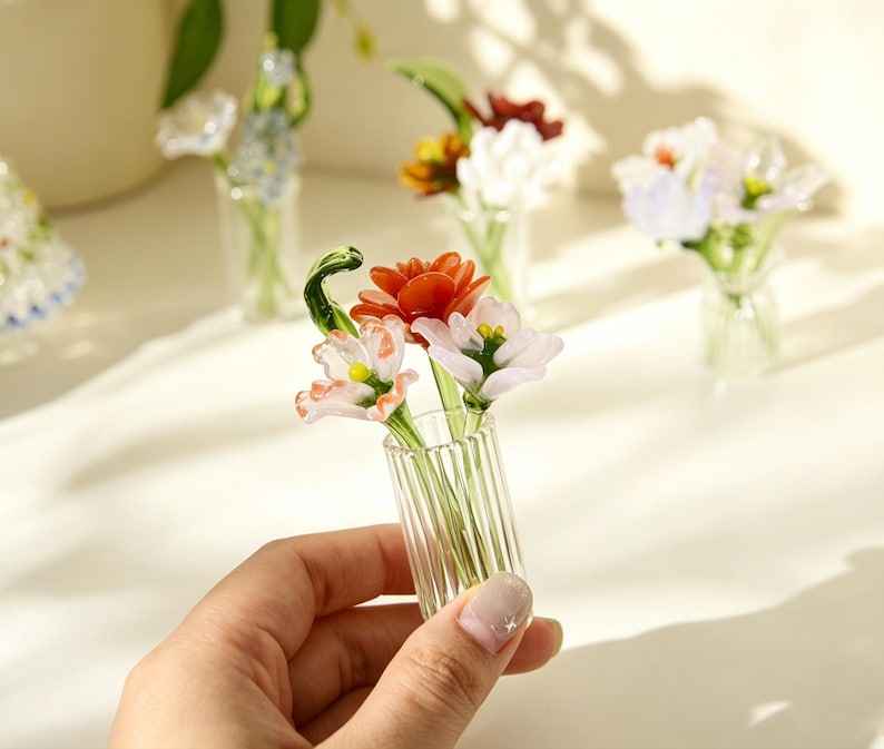 Mini-Glasstrauß mit Vase, Wohndekoration