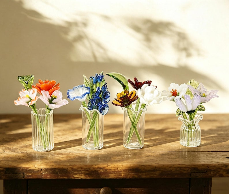 Mini-Glasstrauß mit Vase, Wohndekoration